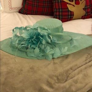 Kentucky Derby Sinamay Hat. Teal. Fascinator